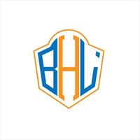 Diseño de logotipo de escudo de monograma abstracto bhl sobre fondo blanco. logotipo de la letra de las iniciales creativas de bhl. vector