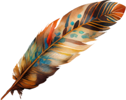 aquarelle de plumes colorées png