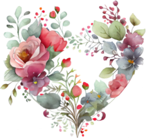 Floral Heart Frame Watercolor png