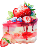 Erdbeerkuchen Aquarell png