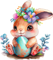 mignon lapin de pâques aquarelle png