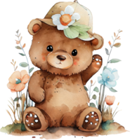 Cute Brown Bear Watercolor png