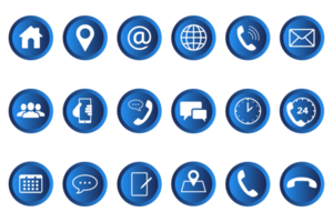 Icon set of Business Contact us isolated. 3D button style png