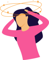 Illustration of woman with headache holding her head png