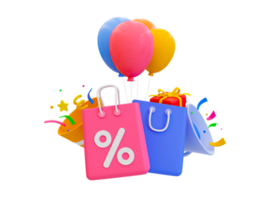 3d minimal special discount concept. Marketing strategy. Customer attraction strategy. Best price offer. Special gift box offer with a discount. 3d illustration. png