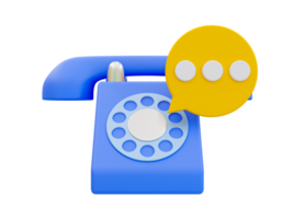 Ícone mínimo de toque de telefone 3D. notificação de chamada recebida. conceito de serviço de call center. tecnologia de comunicação. telefone com um ícone de mensagem. ilustração 3D. png