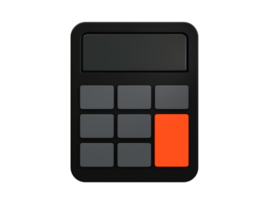 concepto de gestión de dinero mínimo 3d. calculadora negra de pantalla en blanco. ilustración 3d png