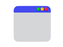 Plantilla web en blanco mínima 3d. maqueta del navegador con un espacio de copia. ilustración de renderizado 3d png