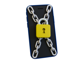 3d minimal password verification. Password authentication concept. User authorization. Smartphone locked with a padlock. 3d rendering illustration. png