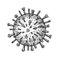 Influenza virus isolated on white background. Hand drawn realistic detailed scientifical vector illustration in sketch style