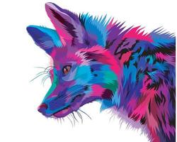 colorful fox on pop art style. vector illustration.