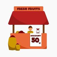 fruit kiosk clip art vector illustration for design decorations. business theme illustration.