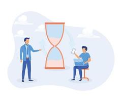 Schedule planning illustration. Characters managing work tasks and deadline time using calendar. Time management and organization concept.flat vector illustration