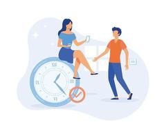 Schedule planning illustration. Characters managing work tasks and deadline time using calendar. Time management and organization concept.flat vector illustration