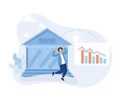 Financial crisis illustration.  Characters suffering from financial loss, economical and investment problems. Stock market crash, speculative financial bubble and recession.flat vector illustration