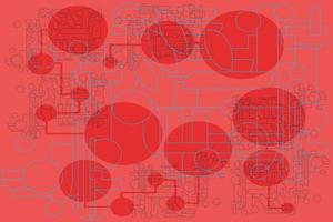 illustration on abstract background combination of blue lines and red circles vector