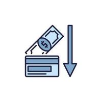Cash and Credit Card vector Devaluation concept colored icon