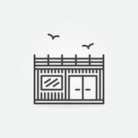 Shipping Container Small House or Office vector concept line icon or symbol