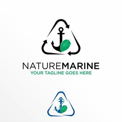 Anchor, Leaf, and circle or triangle recycle arrow image graphic icon logo design abstract concept vector stock. Can be used as a symbol related to reuse or sailor.