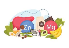 Flat Zinc Magnesium Food Composition vector