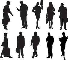 Silhouettes of business men and women vector