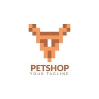 plantilla de logotipo de tienda de mascotas en diseño de estilo píxel vector