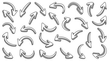 Set of doodle 3d style pointing arrows items suitable for presentations and stickers vector