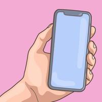 estilo de doodle de teléfono de mano perfecto para pegatinas y redes sociales vector