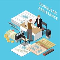 Consular Assistance Isometric Composition vector