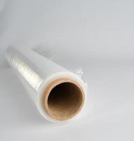 coiled roll of transparent polyethylene for food packaging photo