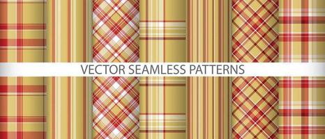 Set tartan plaid seamless. Vector background texture. Check pattern textile fabric.