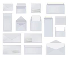 conjunto realista de sobres blancos vector