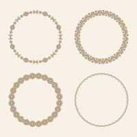 Set of round frames with patterns and ornaments. Round borders. Elegant decor in oriental style. Place for text. Ornament for cards and invitations. vector