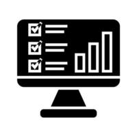 illustration of data analysis, monitor with checklist and graph icon vector