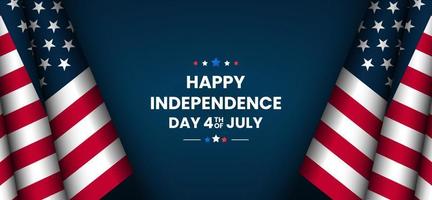 feliz 4 de julio tarjeta de felicitación del día de la independencia de estados unidos con ondeando la bandera nacional estadounidense y diseño de texto con letras a mano. ilustración vectorial vector