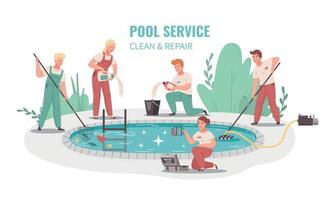 limpiar y reparar piscina vector