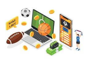 Sports Betting Isometric Composition vector