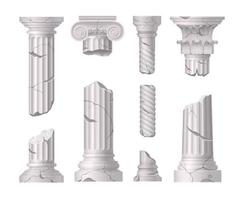 conjunto realista de columnas de mármol rotas vector