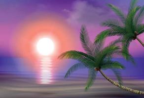 Beach Sunset Palms Composition vector