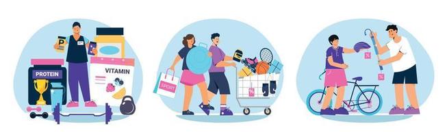 Sport Shop People Compositions vector