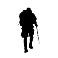 Hiker Silhouettes. hiking man with rucksacks silhouette. People with backpack vector silhouettes. Backpacker. mountaineer climber hiker people.