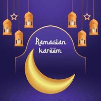 Ramadan Kareem greeting card design with Islamic background vector