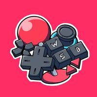 vector illustration with analogue images of various consoles or controllers. this image is great for stickers.