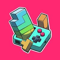 vector illustration with portable console retro game image