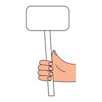 Hand holding a sign for demonstrations and text. Vector hand drawn illustration