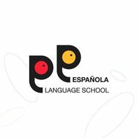 'Espanola' language service iconic logo. Concept of Interpreter, Translation, and Writing consulting agency.  Vector illustration