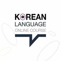 Korean Online language course iconic logo. Fluent speaking foreign language. Concept of Online education logo. Vector illustration