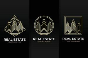 establecer propiedad, plantilla de diseño de logotipo de arte de línea de bienes raíces