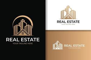 Property logo design template gold color vector