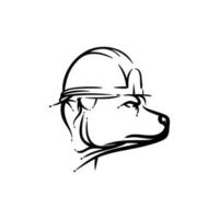 dog animal wearing helmet worker illustration design vector